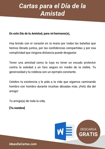 Plantilla de Cartas para el Día de la Amistad para descargar y editar en Microsoft Word