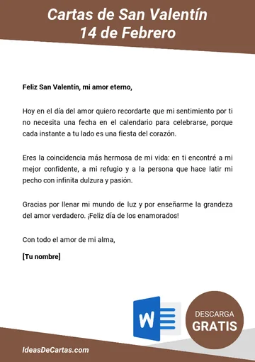 Plantilla de Cartas de San Valentín (14 de Febrero) para descargar y editar en Microsoft Word