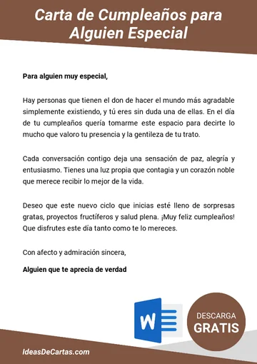 Plantilla de Carta de Cumpleaños para Alguien Especial para descargar y editar en Microsoft Word