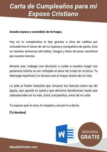 Plantilla de Carta de Cumpleaños para mi Esposo Cristiano para descargar y editar en Microsoft Word
