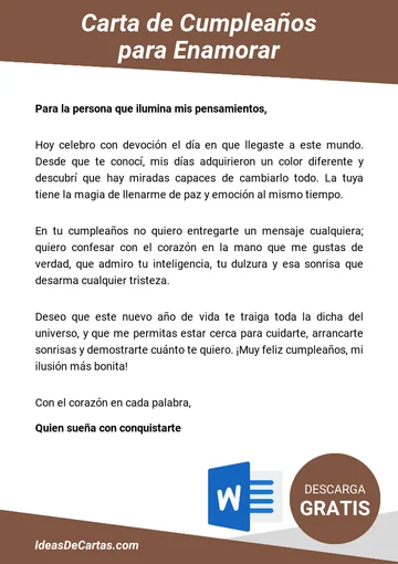 Plantilla de Cartas de Cumpleaños para Enamorar para descargar y editar en Microsoft Word