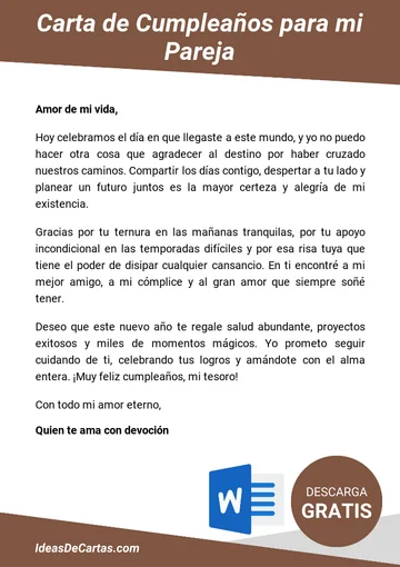 Plantilla de Carta de Cumpleaños para mi Pareja para descargar y editar en Microsoft Word