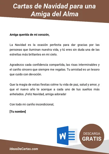 Plantilla de Carta de Navidad para una Amiga para descargar y editar en Microsoft Word