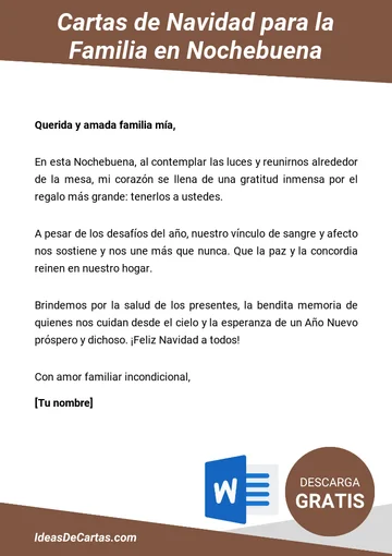Plantilla de Carta de Navidad para la Familia para descargar y editar en Microsoft Word