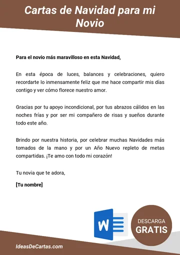 Plantilla de Carta de Navidad para mi Novio para descargar y editar en Microsoft Word