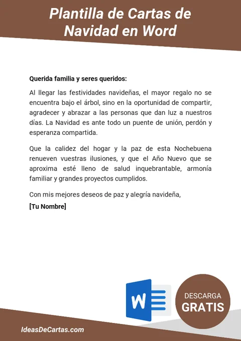 Plantilla de Plantilla de Cartas de Navidad (.docx) lista para descargar en Word