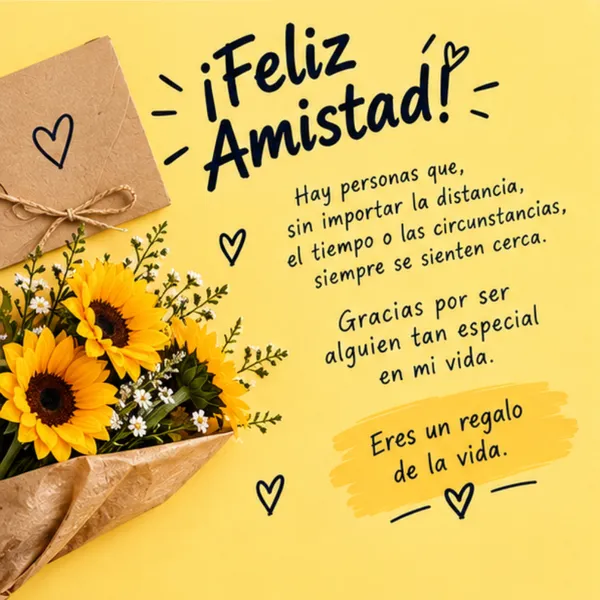 Tarjeta de amistad para alguien muy especial eres un regalo de la vida con girasoles