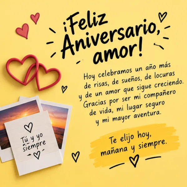 Tarjeta de feliz aniversario amor te elijo hoy mañana y siempre