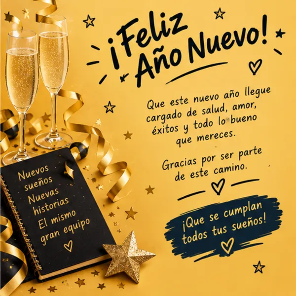 Tarjeta de Fin de Año y Próspero Año Nuevo salud amor y éxitos