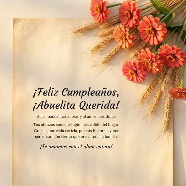 Felicitación especial de cumpleaños para mi abuela hermosa con diseño elegante