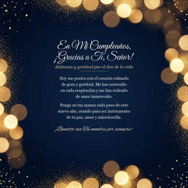 Tarjeta artesanal elegante en azul y dorado de alabanza y gratitud a Dios