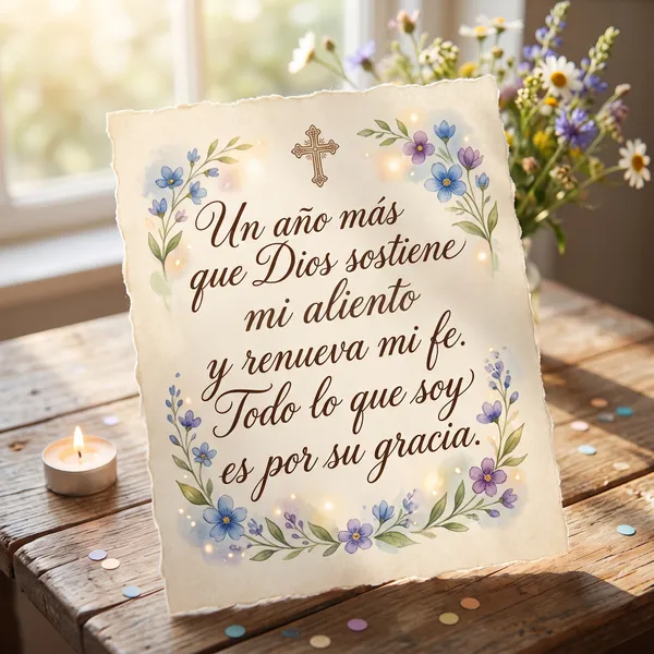Tarjeta de agradecimiento a Dios por un año más de vida y bendiciones