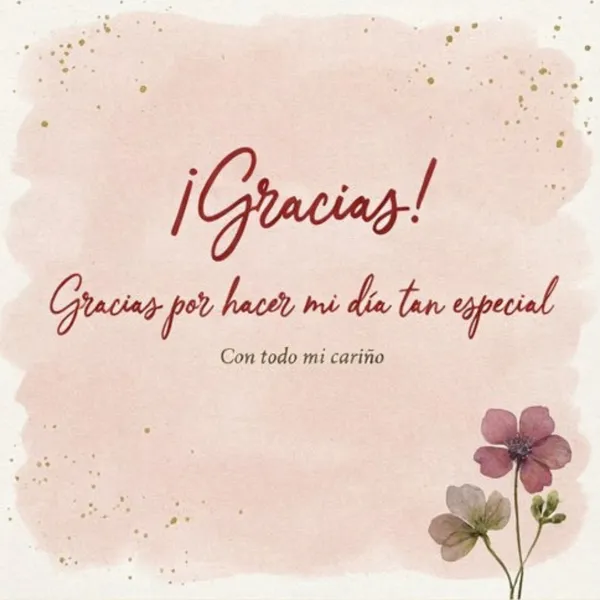 Carta de agradecimiento por mi cumpleaños con flores en acuarela