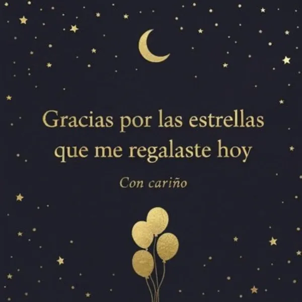 Dedicatoria de gratitud por buenos deseos de cumpleaños con globos dorados