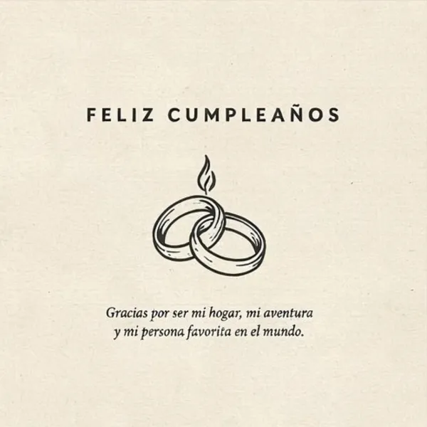 Tarjeta elegante de feliz cumpleaños para mi pareja con anillos entrelazados