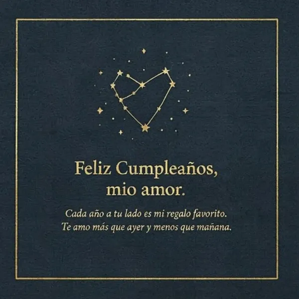 Tarjeta de feliz cumpleaños para mi pareja con constelación en forma de corazón