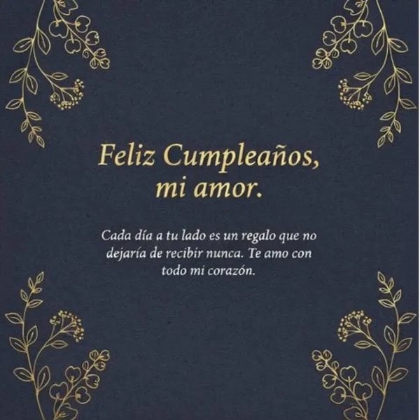 Mensaje emotivo de cumpleaños para mi esposa con detalles dorados