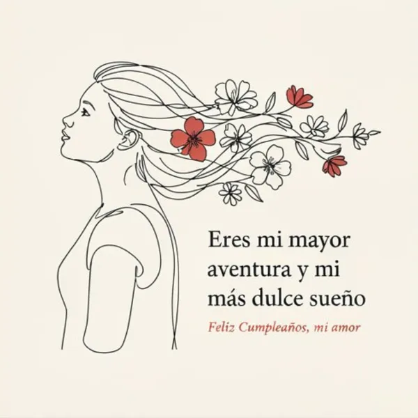 Tarjeta de cumpleaños para mi pareja con ilustración minimalista de abrazo