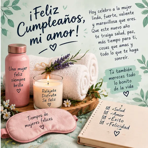 Carta de cumpleaños para mi amada esposa con dedicatoria de bienestar