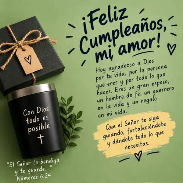 Tarjeta cristiana de cumpleaños para mi esposo hombre de fe y bendición bíblica