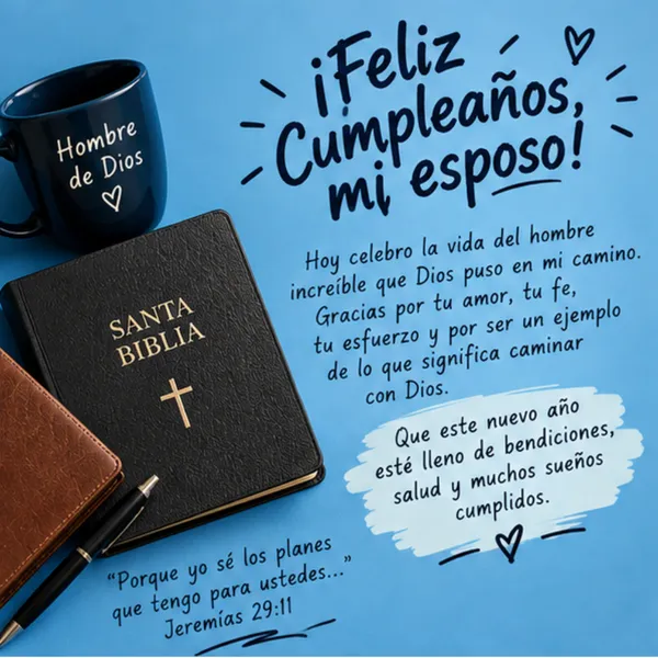 Tarjeta de cumpleaños para esposo cristiano hombre de Dios con Jeremías 29:11