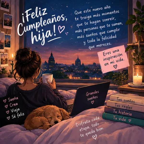 Tarjeta de feliz cumpleaños para mi hija mayor con grandes metas