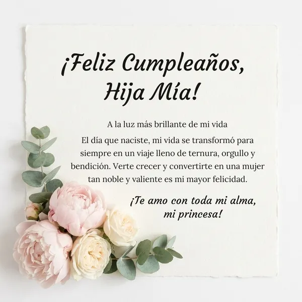 Tarjeta de cumpleaños floral para una hija