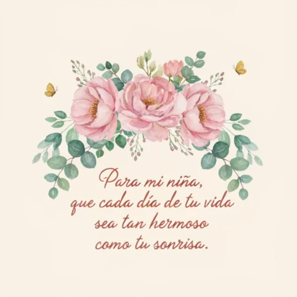 Felicitación de cumpleaños para mi adorada hija con flores y dedicatoria