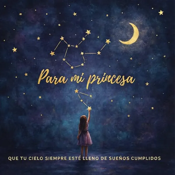 Tarjeta de cumpleaños emotiva para mi hija del alma con constelación dorada