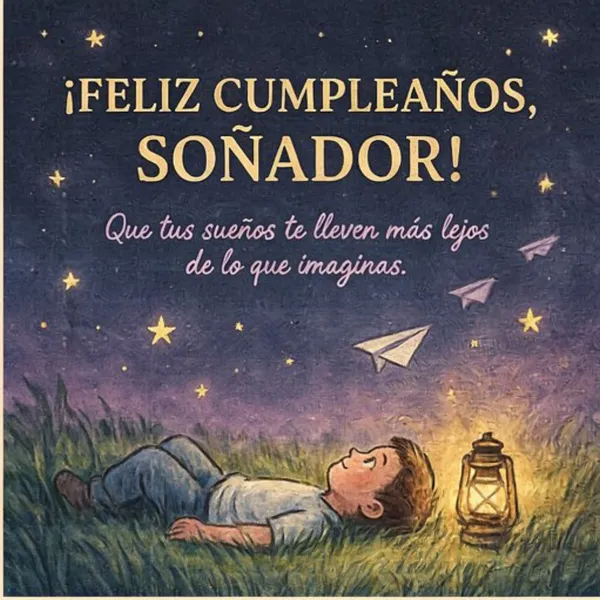 Tarjeta inspiradora de feliz cumpleaños para mi hijo soñador
