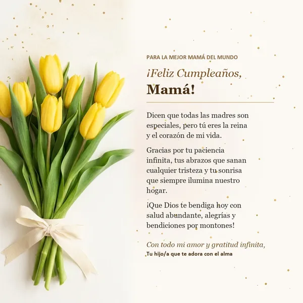 Dedicatoria de cumpleaños para la mejor mamá del mundo