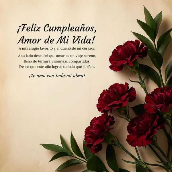 Tarjeta editorial romántica de cumpleaños para mi novio