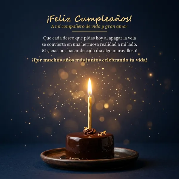 Tarjeta de cumpleaños para mi novio con tarta iluminada