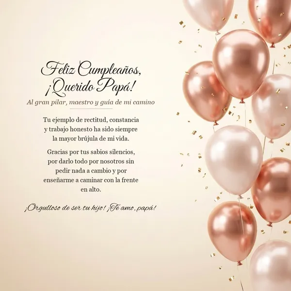 Dedicatoria de cumpleaños y honor para mi padre en diseño artesanal