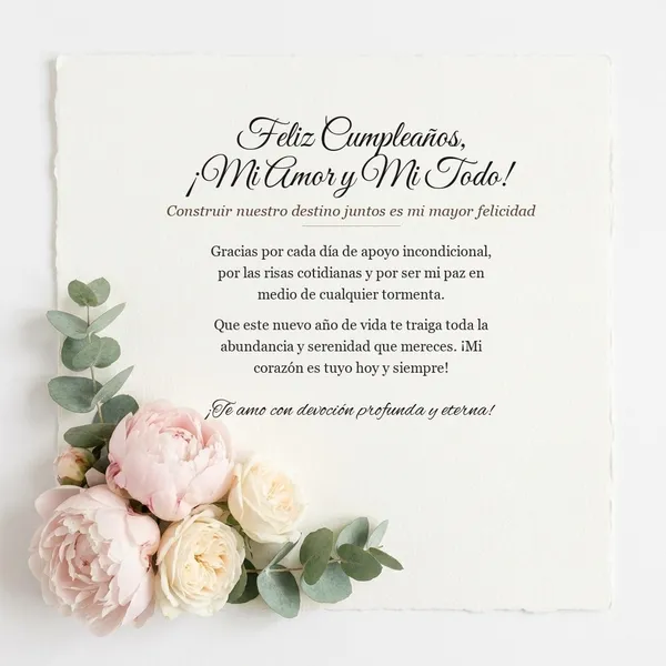 Tarjeta artesanal romántica de feliz cumpleaños para mi pareja