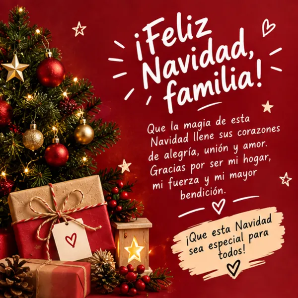 Tarjeta de Navidad para la familia unión amor y mayor bendición