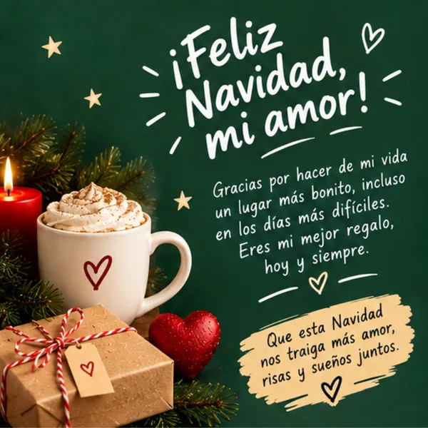 Tarjeta de Navidad para mi pareja eres mi mejor regalo y gratitud