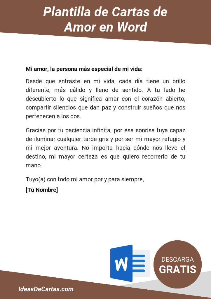 Plantilla de Cartas de Amor para descargar y editar en Microsoft Word